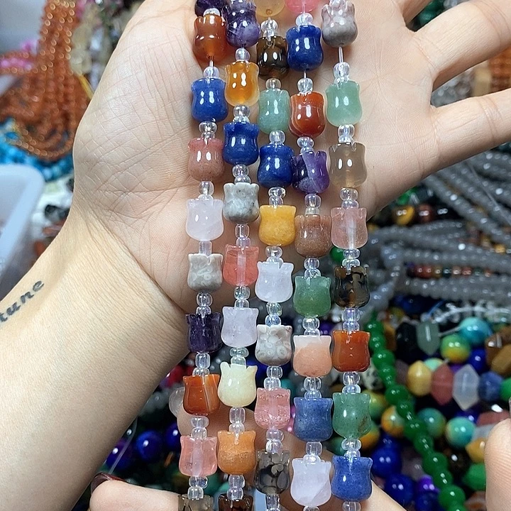 未镶嵌玛瑙/玉髓珠宝半成品多宝铃兰花一条