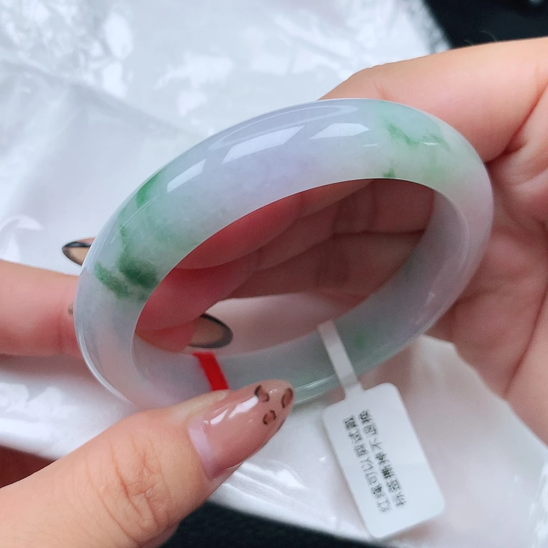 未镶嵌手镯翡翠春带彩5