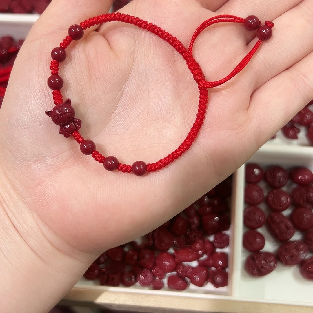 天然辰砂本命年生肖马手链 红绳