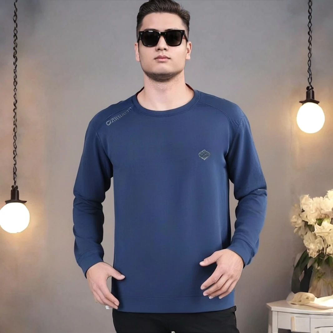 炫彩暖阳绒男加绒休闲圆领时尚打底衫套头卫衣显瘦遮肉百搭8808