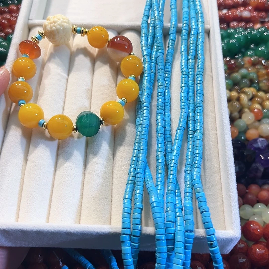 玛瑙/玉髓合金珠宝半成品松石直切一条4mm