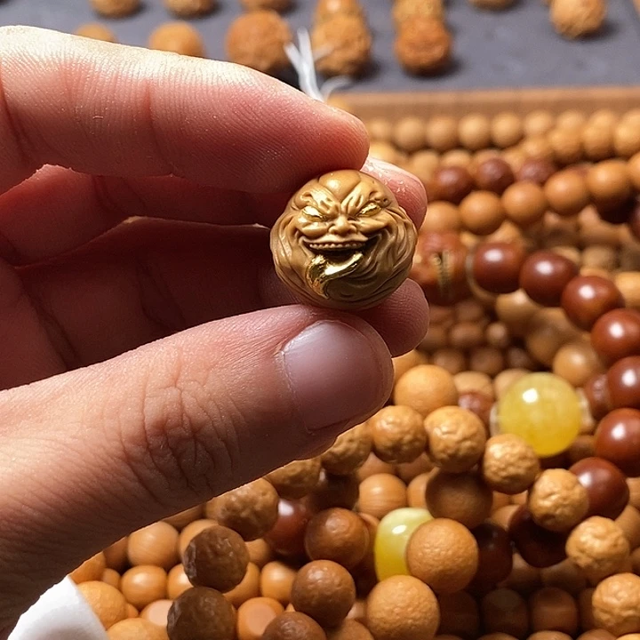 ****味手串猴头核桃镶嵌恶僧单颗