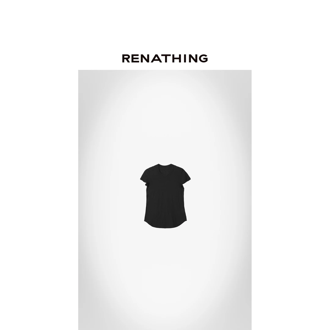 【RENATHING】纹理感下摆弧度轻薄短袖