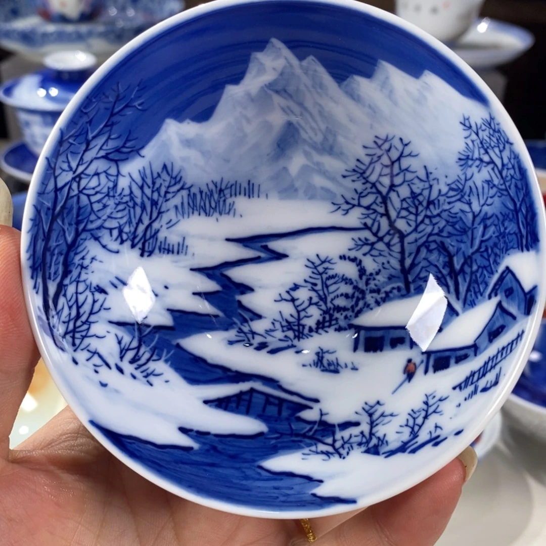 青花雪景主人杯杯