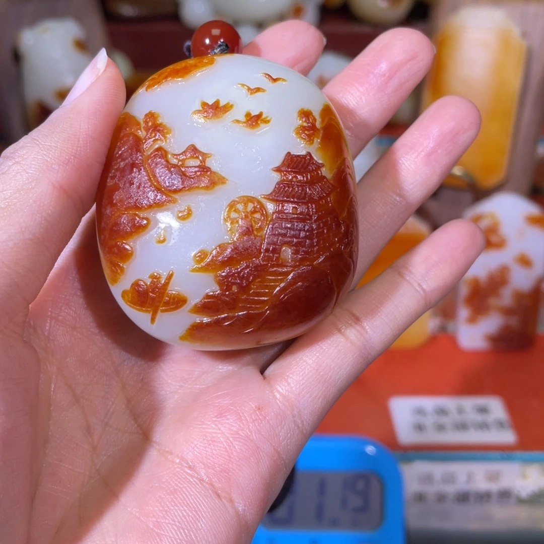 茫***。和田玉未镶嵌把件
