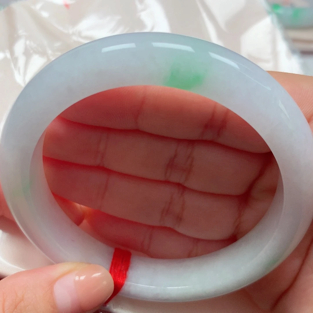 翡翠未镶嵌手镯27白底青61圈