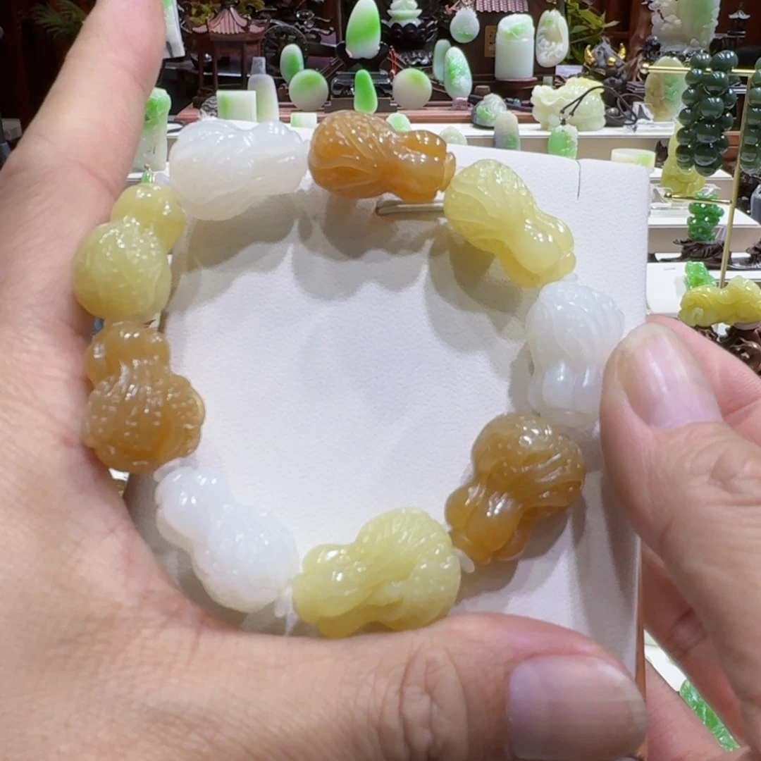 和田玉未镶嵌挂件和田玉多宝玉白菜手串