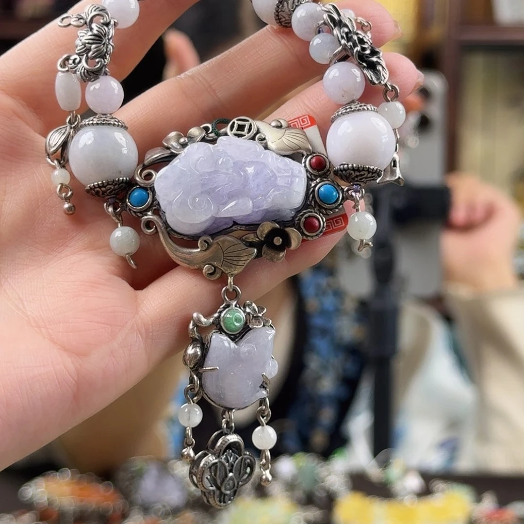 翡翠银S925镶嵌手链