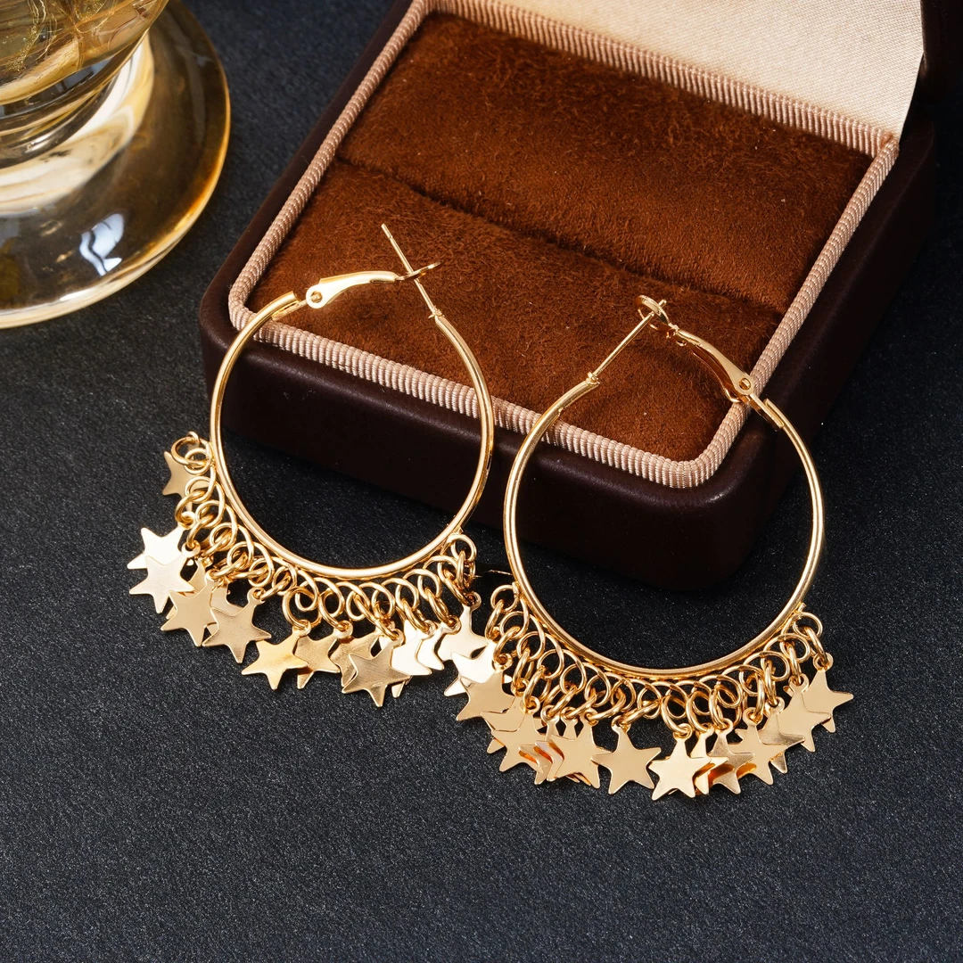 铜合金耳饰 欧美时尚金色圈圈耳环N2975