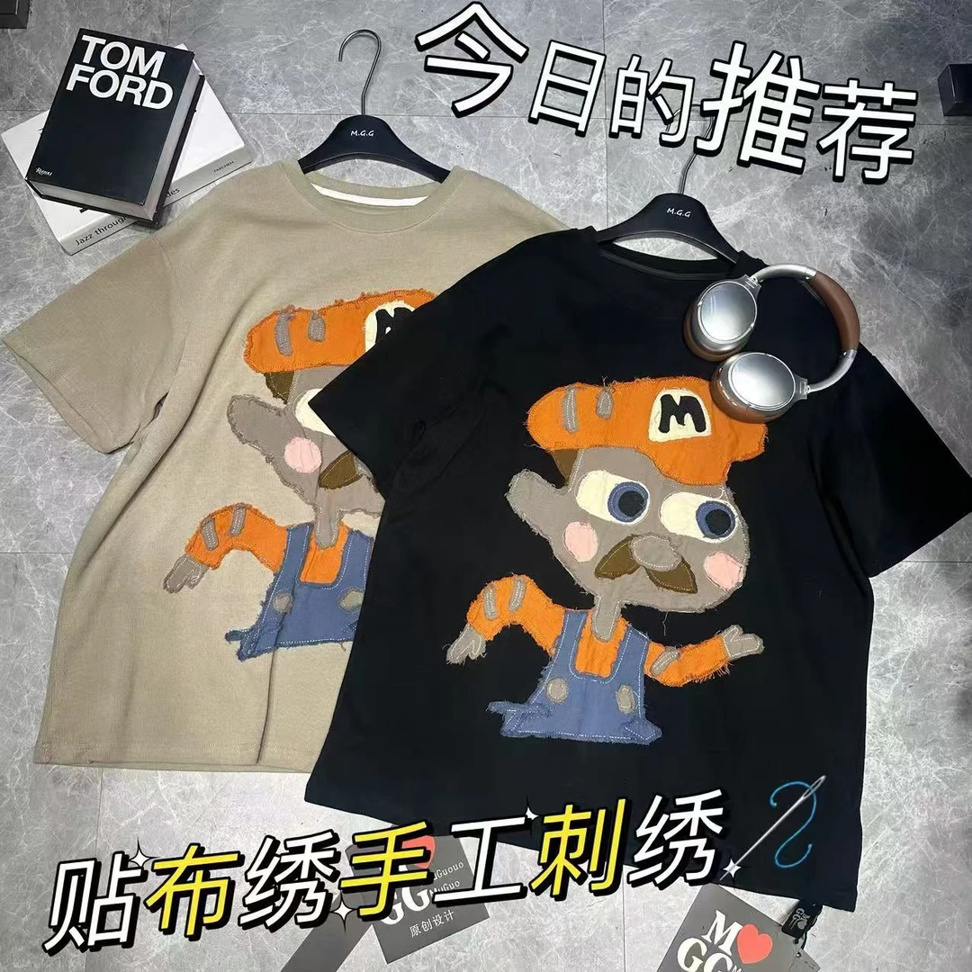 【娜娜推荐】L68937潮牌设计师百搭重工贴图上衣