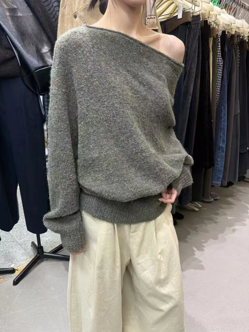 米古古 REPLAY #9020#福 软糯气质百搭斜肩上衣（衣长74）