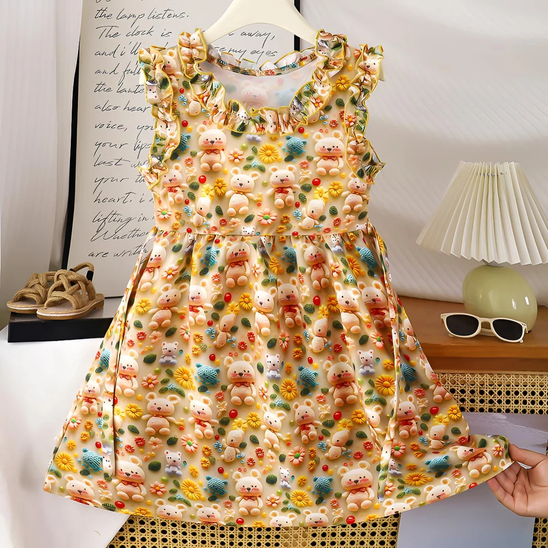 2025年夏季裙子洋气中小童宝宝卡通系连衣裙女宝宝时尚气质公主裙
