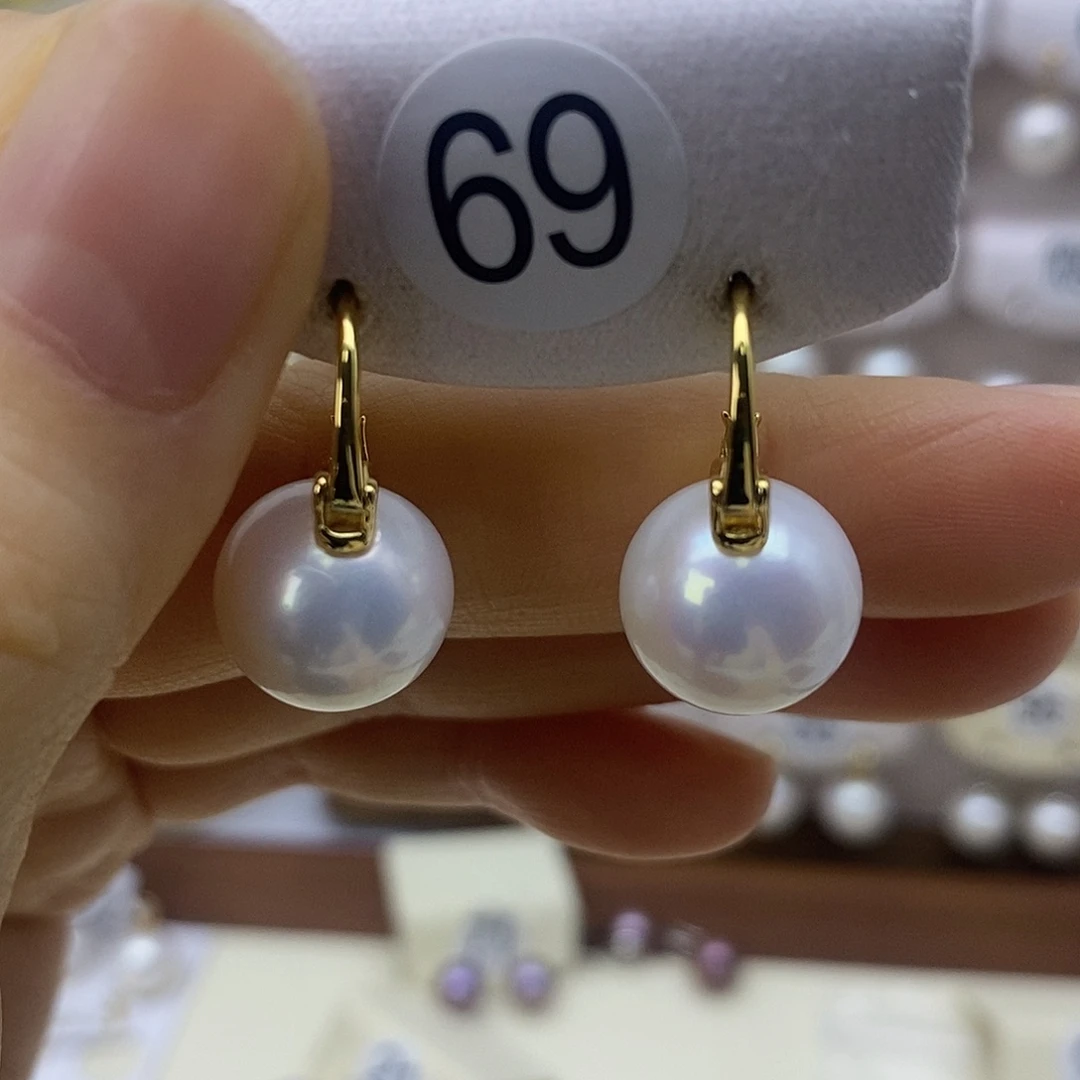 耳饰银S925镶嵌淡水珍珠