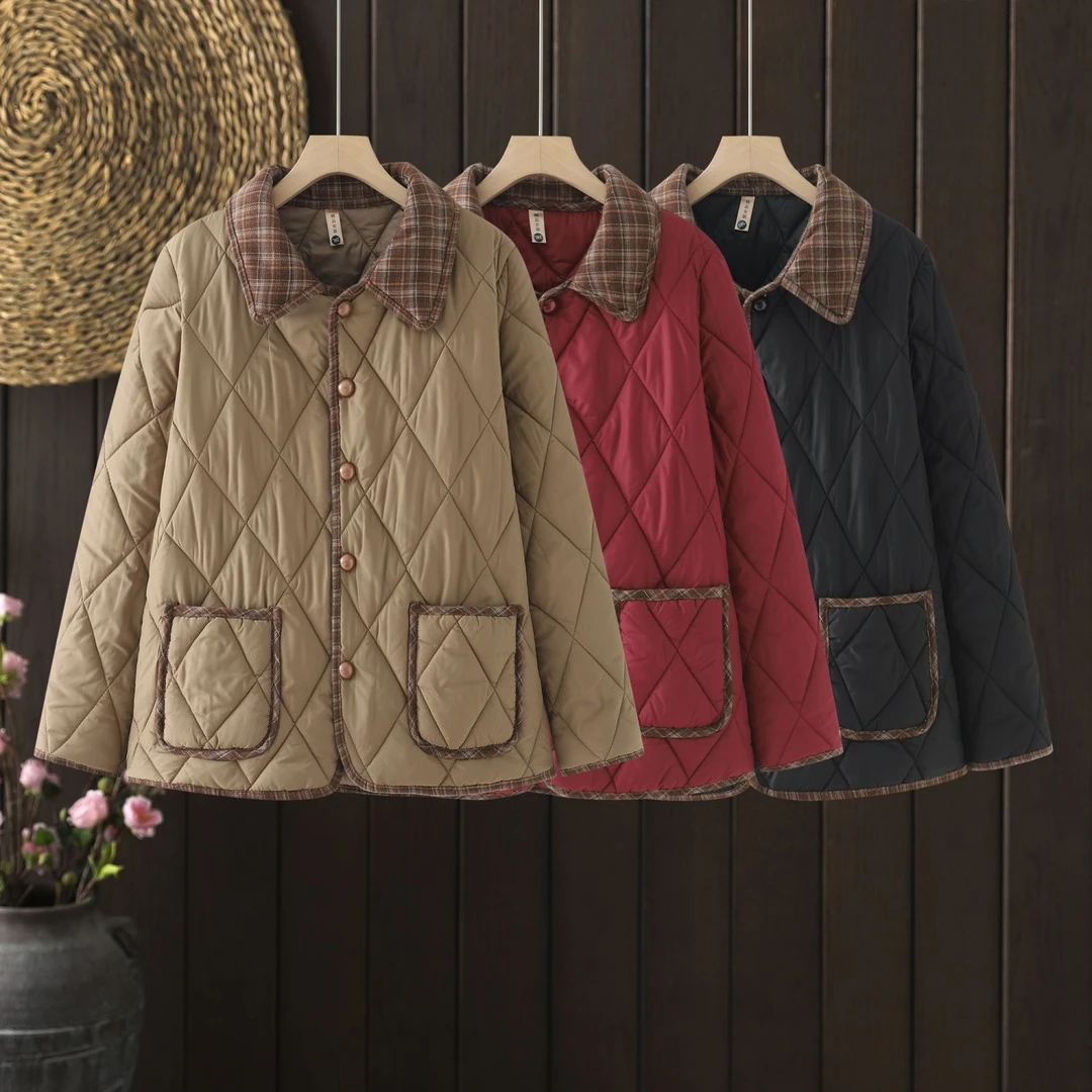 2025秋冬新款格子领休闲轻薄外套时尚女上衣