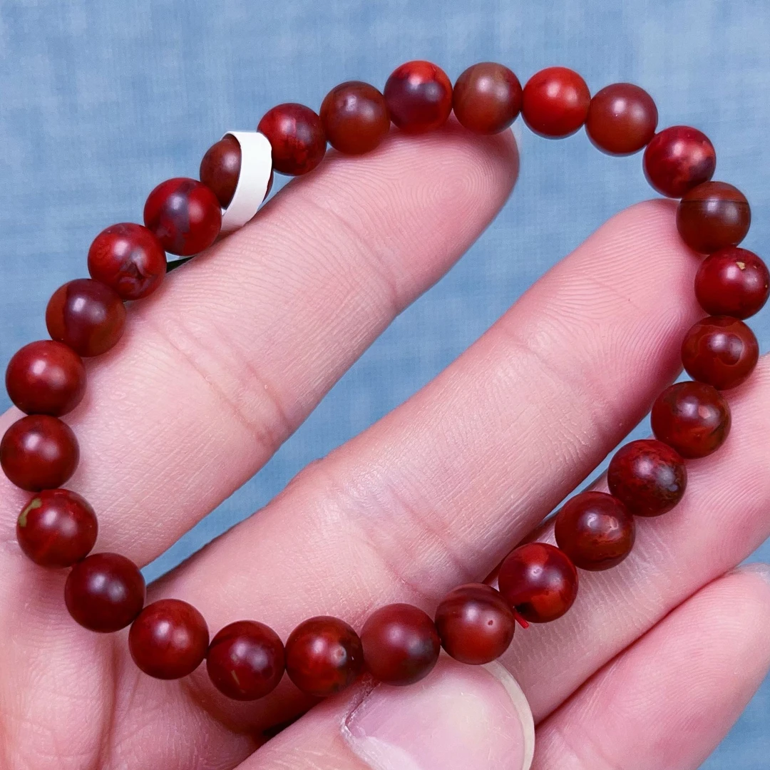 209C46凉山九口料南红鸡血包浆单圈手串