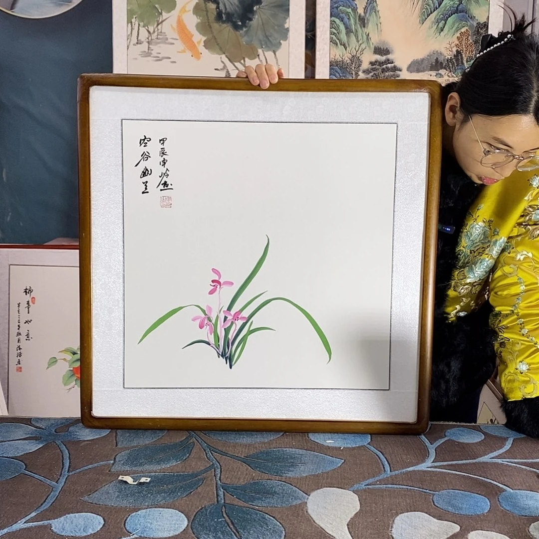 国画62✖️62厘米外径手绘国画作品
