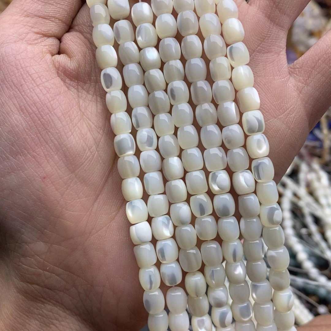 玛瑙/玉髓未镶嵌珠宝半成品一条天然6×6白马蹄螺小桶珠