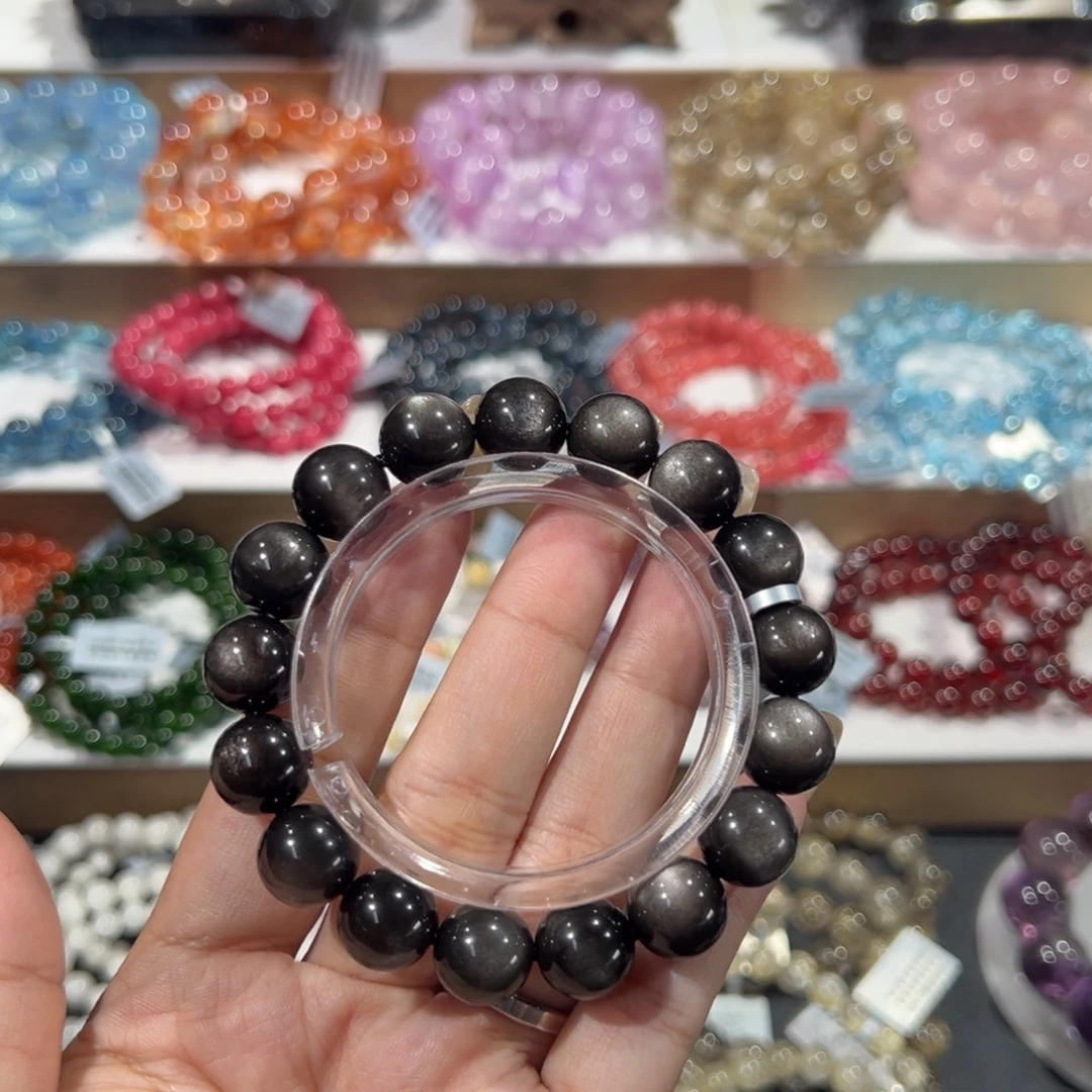 水晶未镶嵌手串猫眼银曜12mm