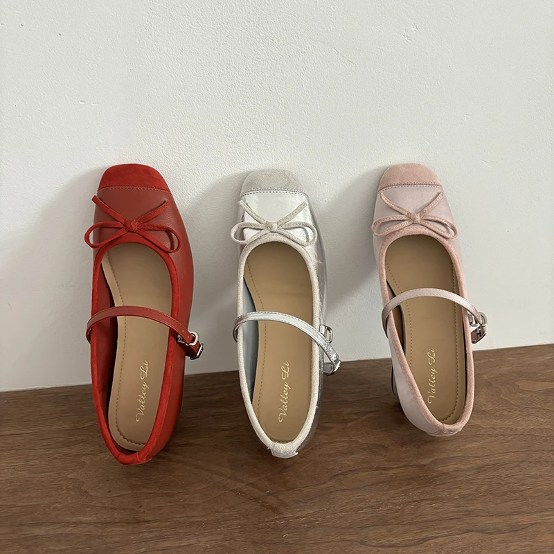 韩版浅口蝴蝶结时尚一字扣女单鞋粗中跟气质女鞋子