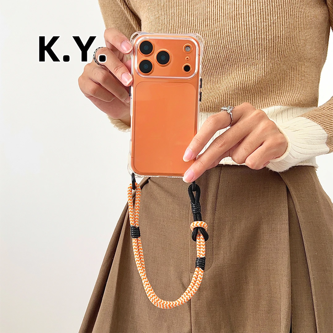 适用于苹果17手机壳挂绳斜挎背带纯色透明手提腕带小米华为保护壳