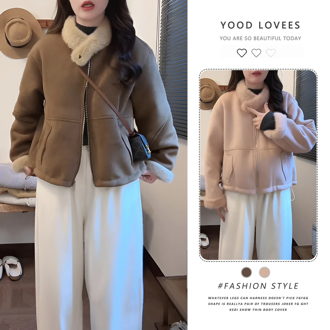 美拉德撞色百搭气质短外套女2025冬季新款韩系高级感加厚洋气上衣