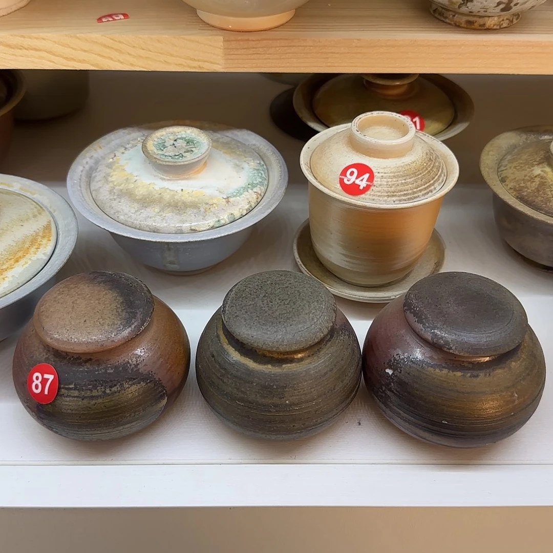 文枫堂纯手工柴烧J***G三只茶叶罐