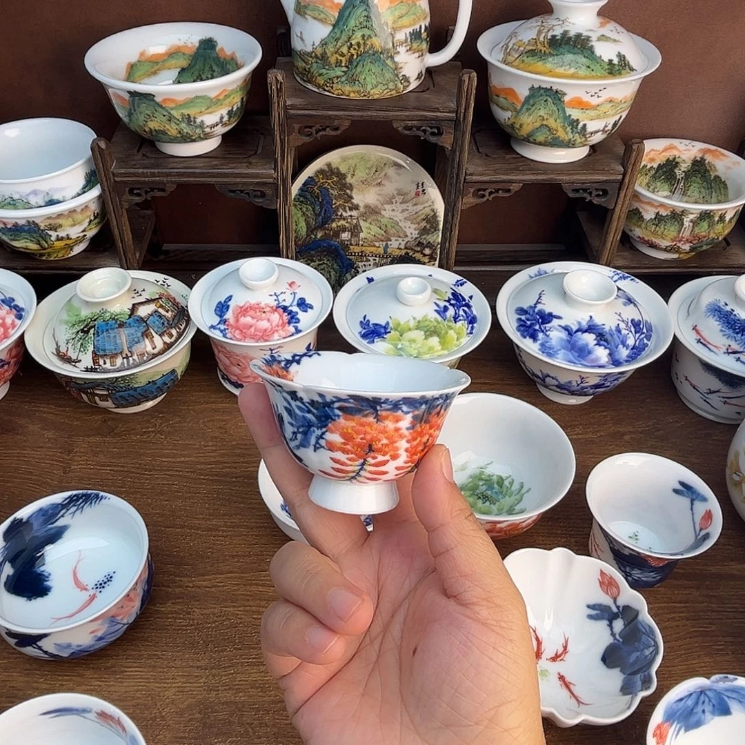 忠意堂釉下彩紫气东来