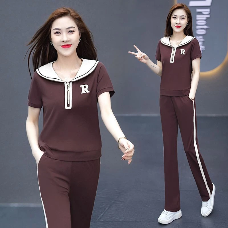 200斤胖mm休闲套装女士大码宽松显瘦遮肉遮肚洋气质运动服两件套