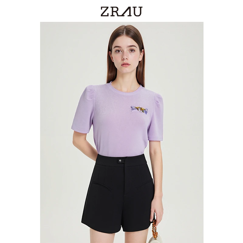 【达人专属】ZRAU夏季新款上衣简约温柔风百搭短袖T恤Z1242A0032