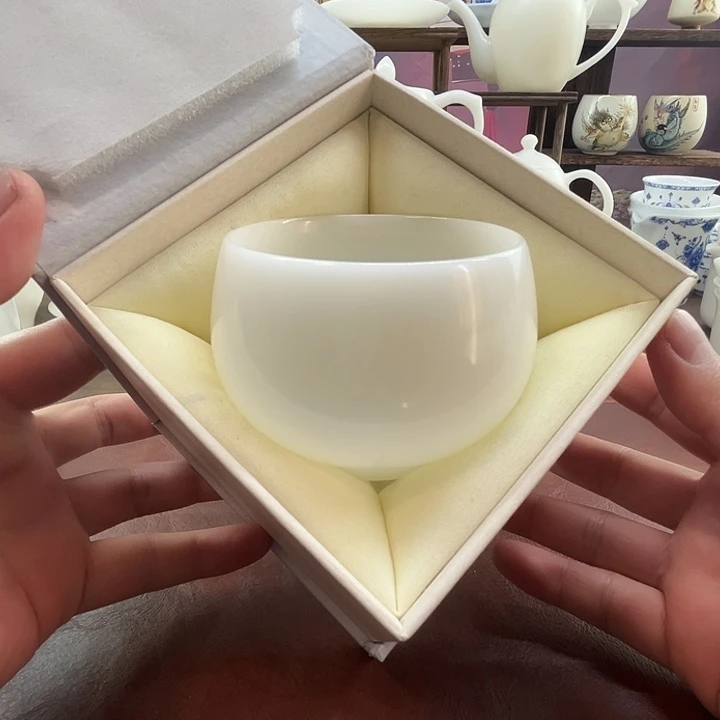 礼盒装：隐唐窑/璞玉素烧自生釉170ml罗汉主人杯