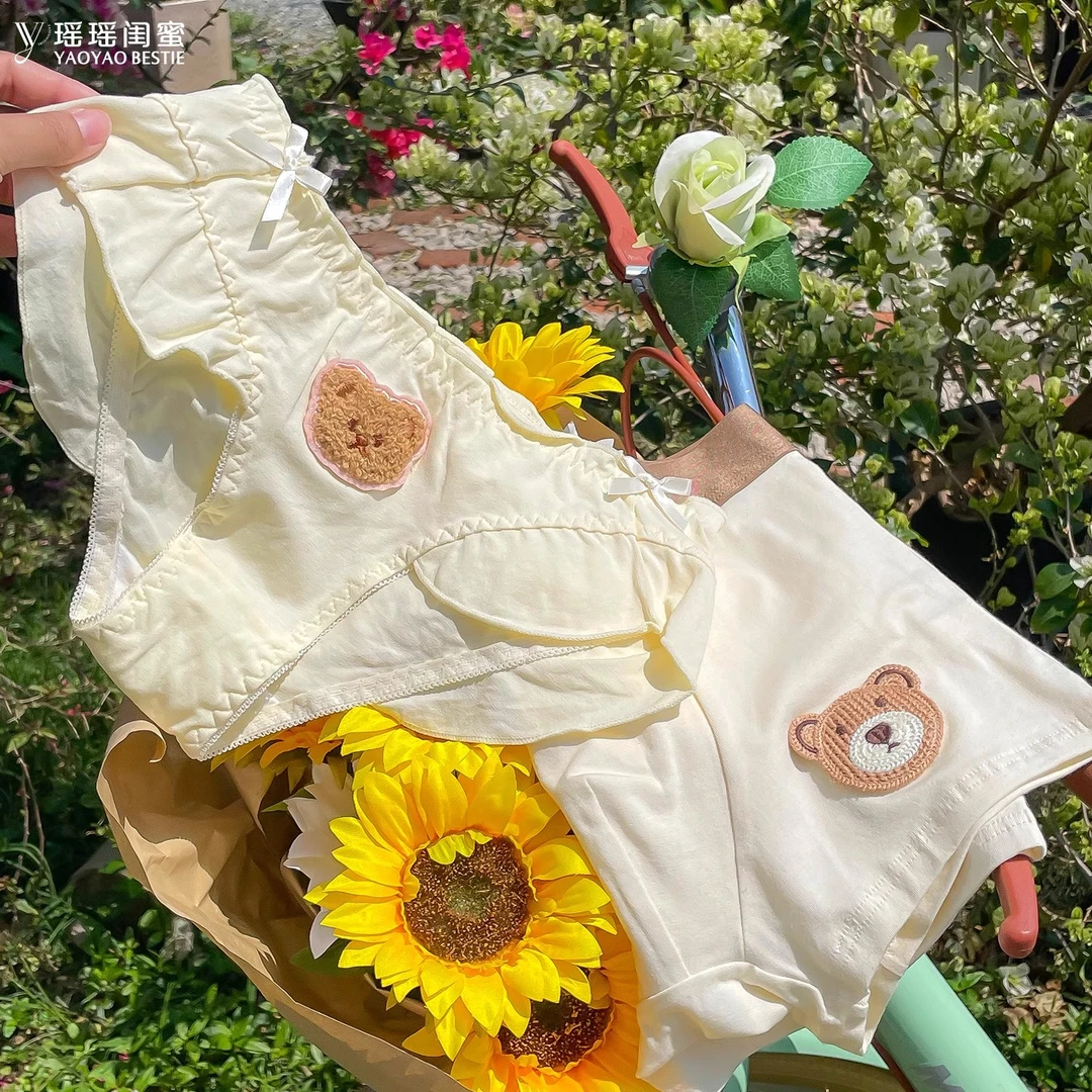 瑶瑶闺蜜奶油风情侣内裤纯棉可爱卡通小熊一男一女套装送礼物裤头