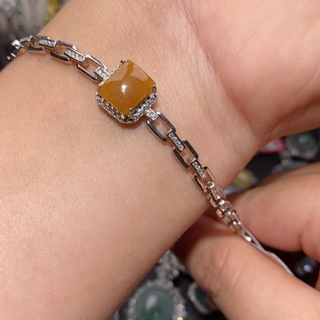 翡翠手链银S925镶嵌j j io