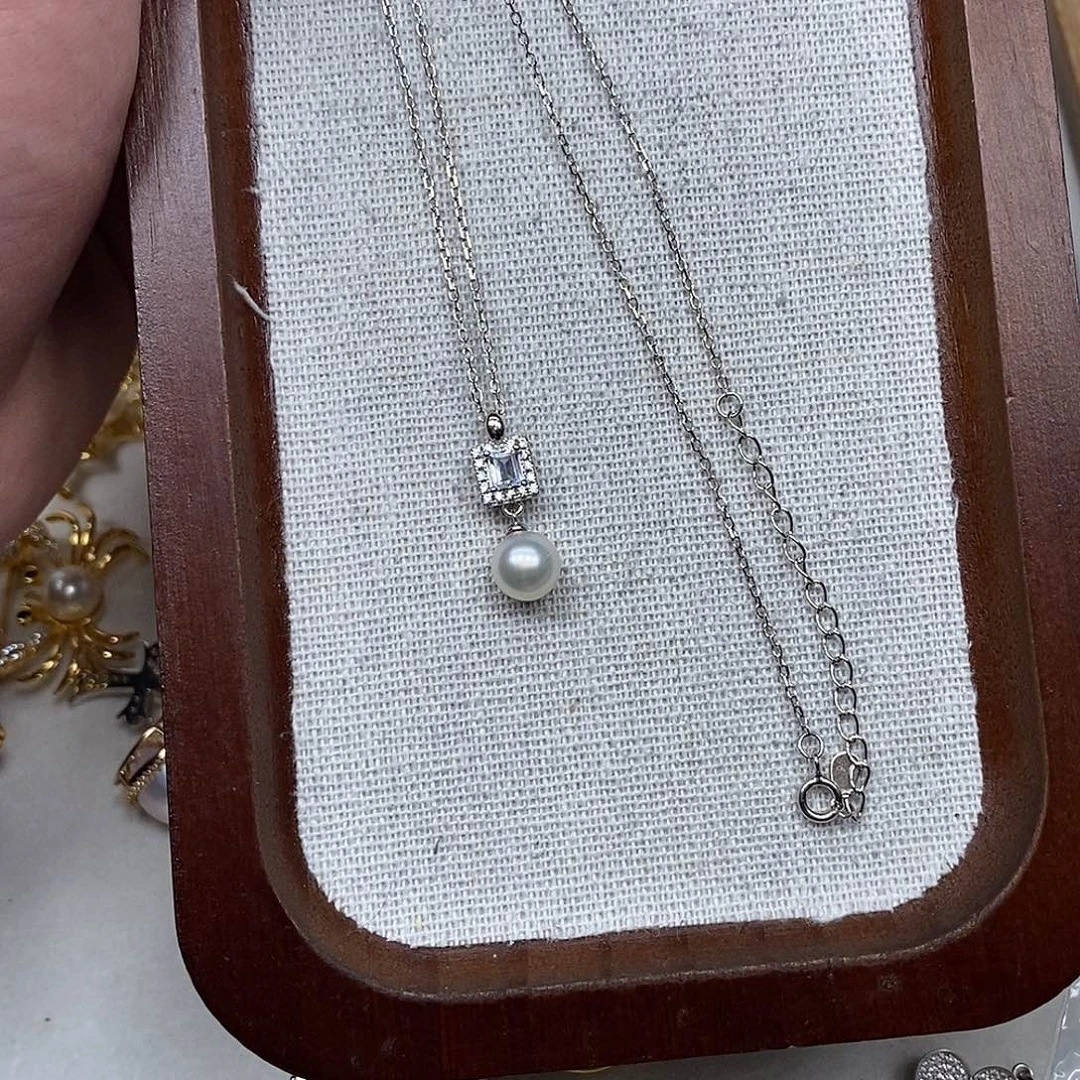 银S925镶嵌海水珍珠套链