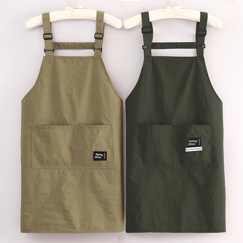 简约围腰厨房做饭防油罩衣无袖工作服餐饮耐脏防泼水围裙定制印字