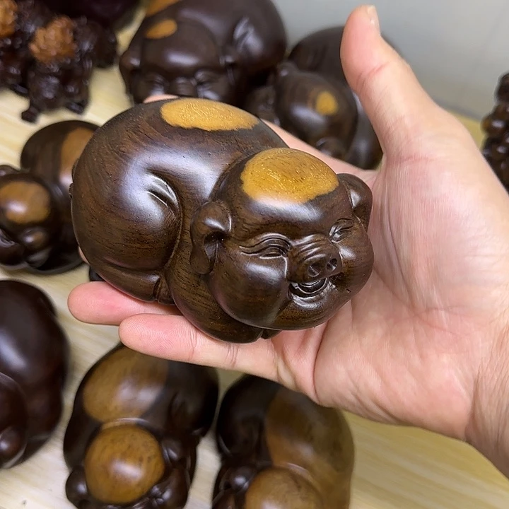 木黑檀木12双色福气猪一只