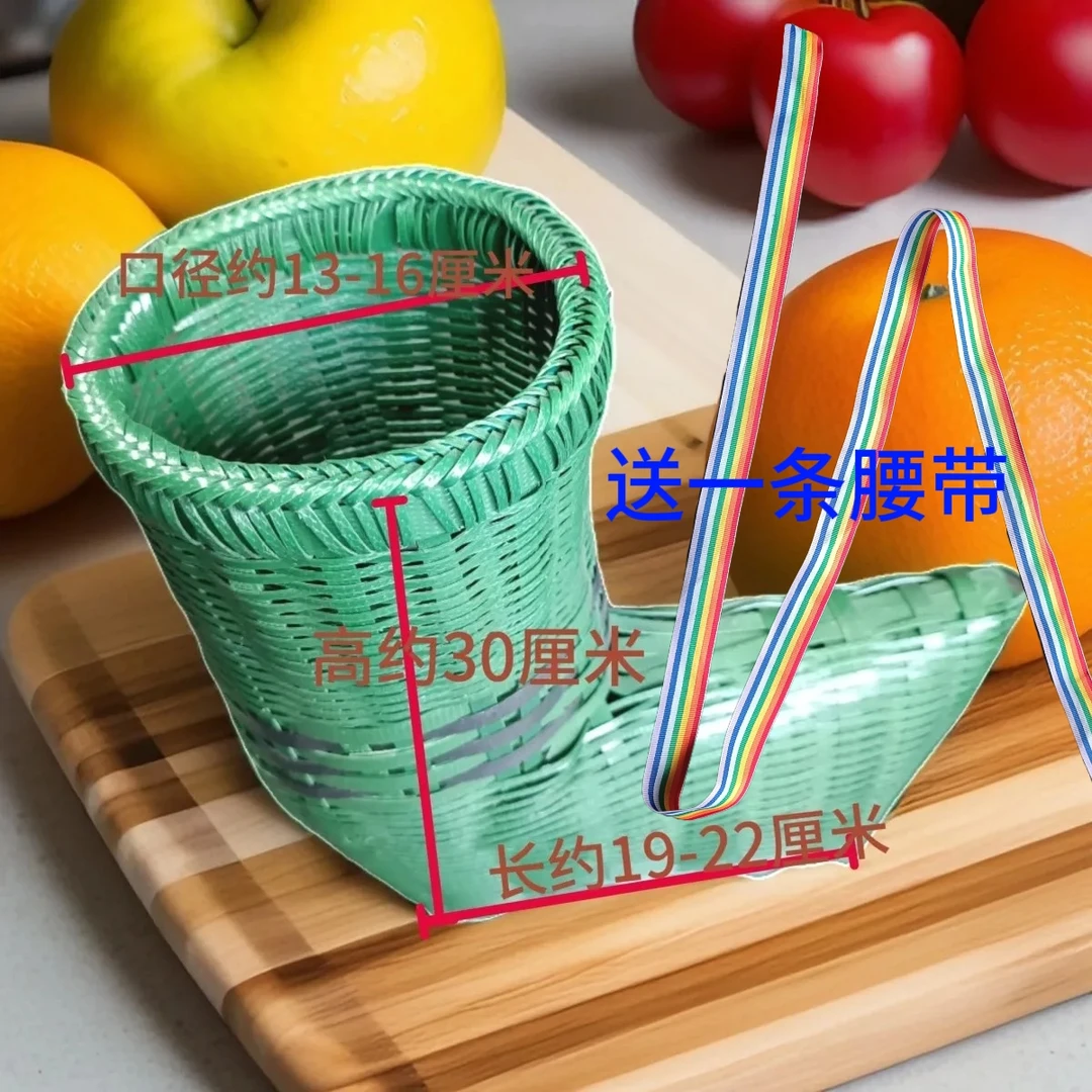 贵州纯手工编织塑钢带弯篓镰刀篓手工艺术装饰拍戏道具花器