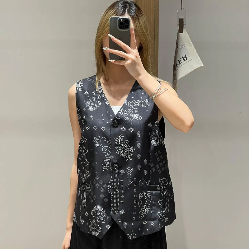 FIZZFLY | 25设计师品牌新款 25SS夏季无袖复古印花真丝马甲