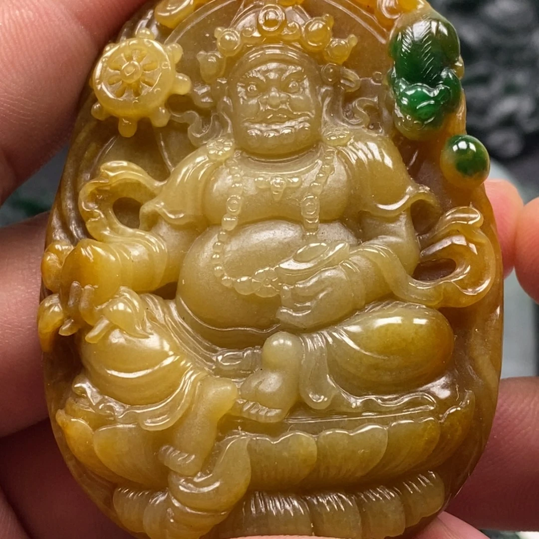 定制翡翠未镶嵌天然翡翠A货黄财神