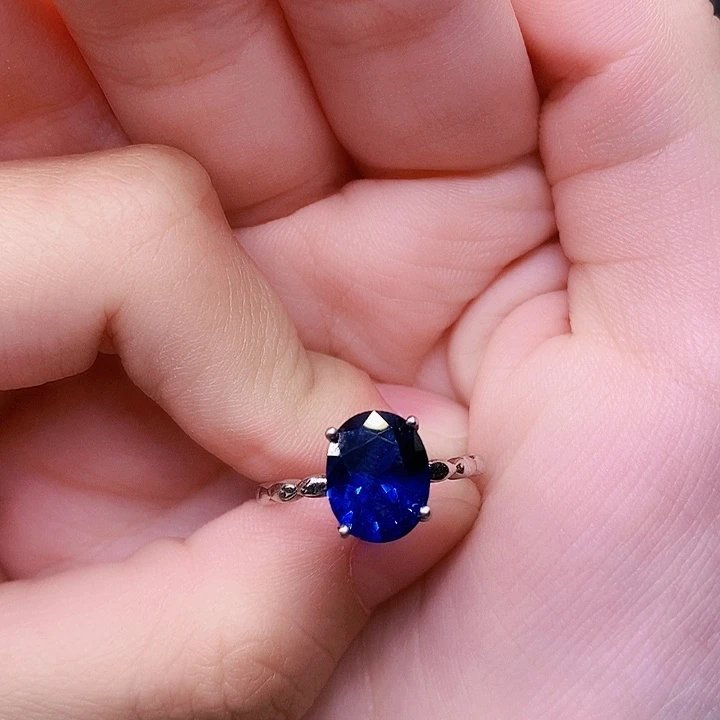 戒指蓝宝石银S925镶嵌