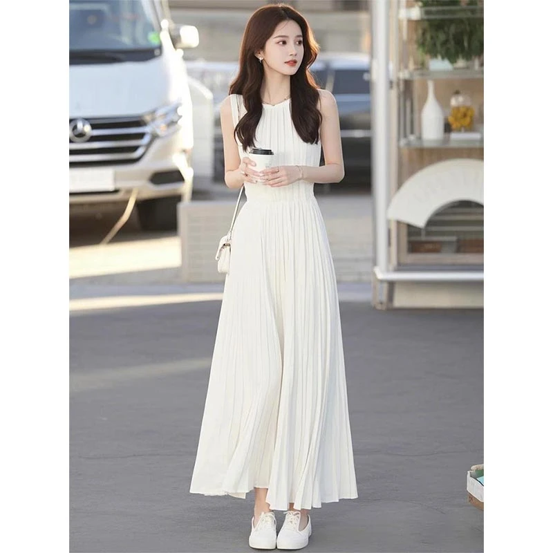 法式爆款白色无袖设计感气质连衣裙女2025夏季新款小众高级感裙子