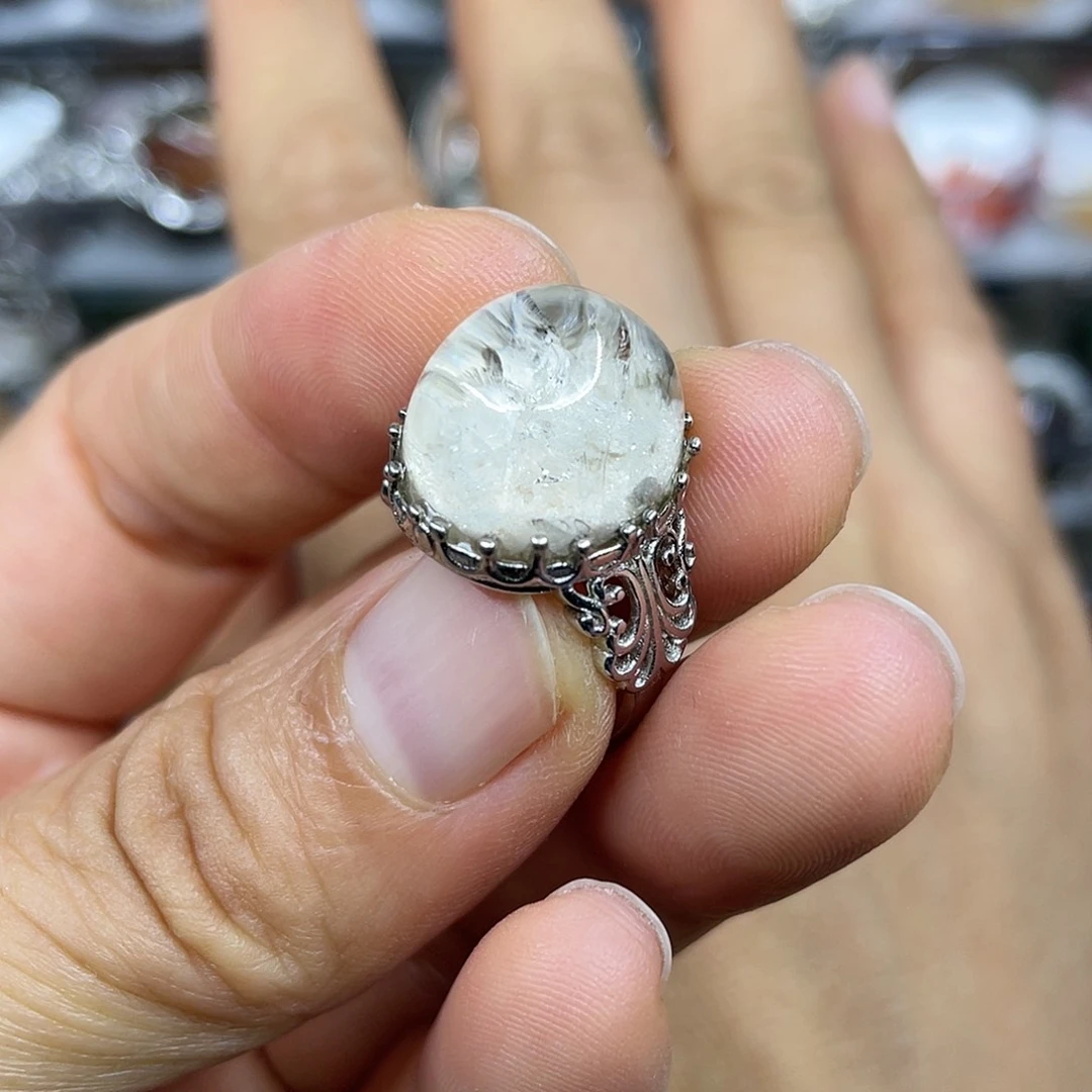 【闪购商品】银S925镶嵌珠宝半成品水晶戒指