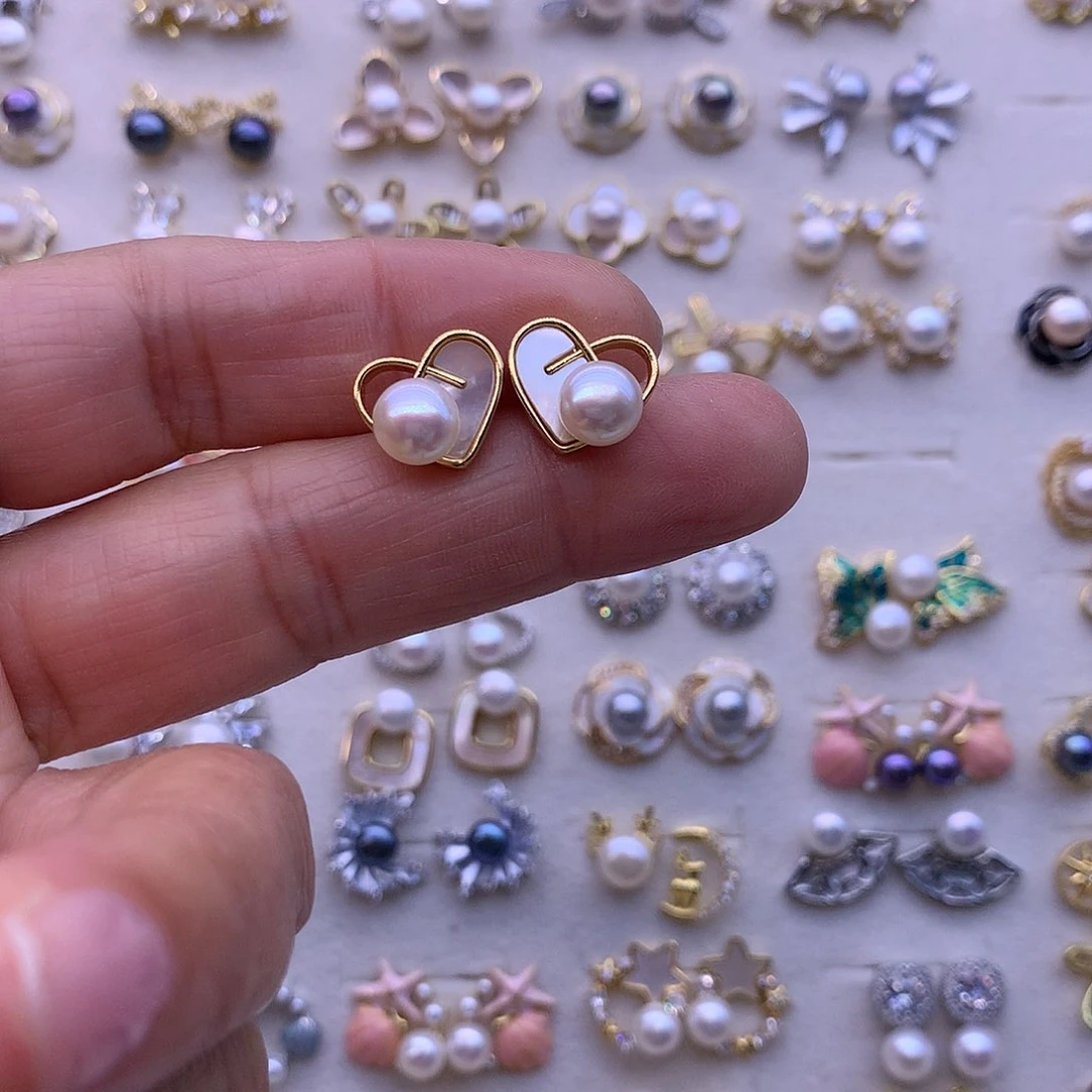 淡水珍珠耳饰合金