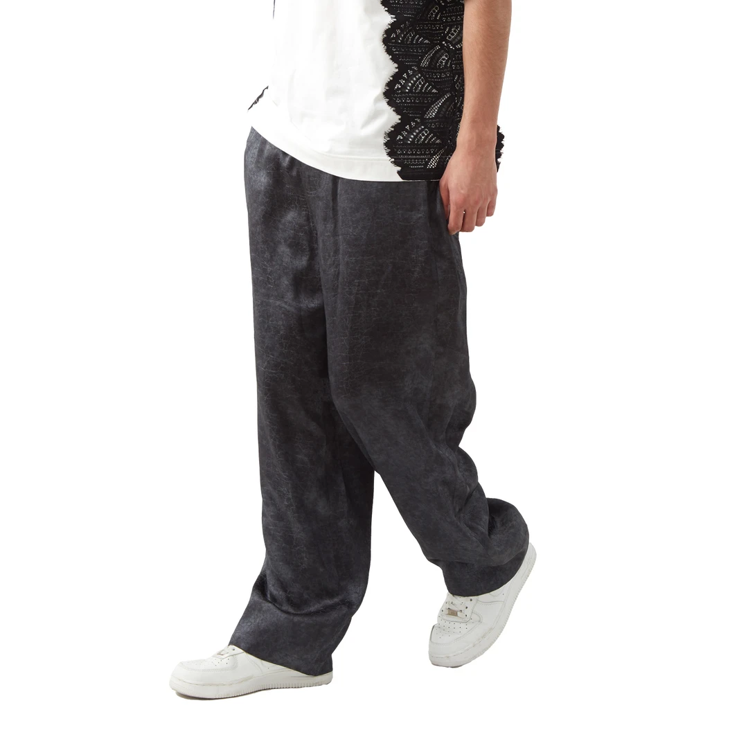 玄武岩设计师款男装人丝面料阔腿裤长裤夏季休闲