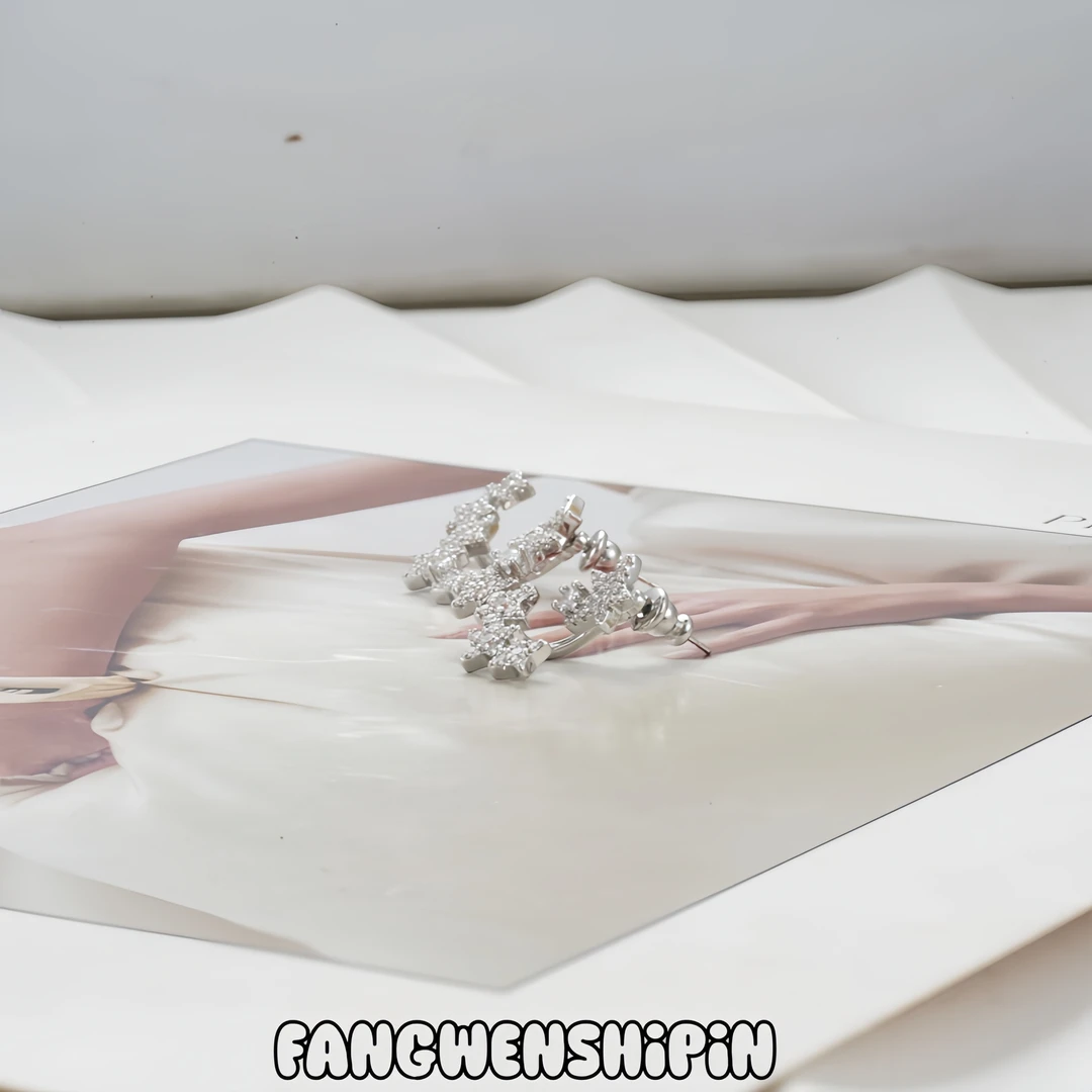 铜合金锆石耳饰 【镀K金】【925银针】耳环3831