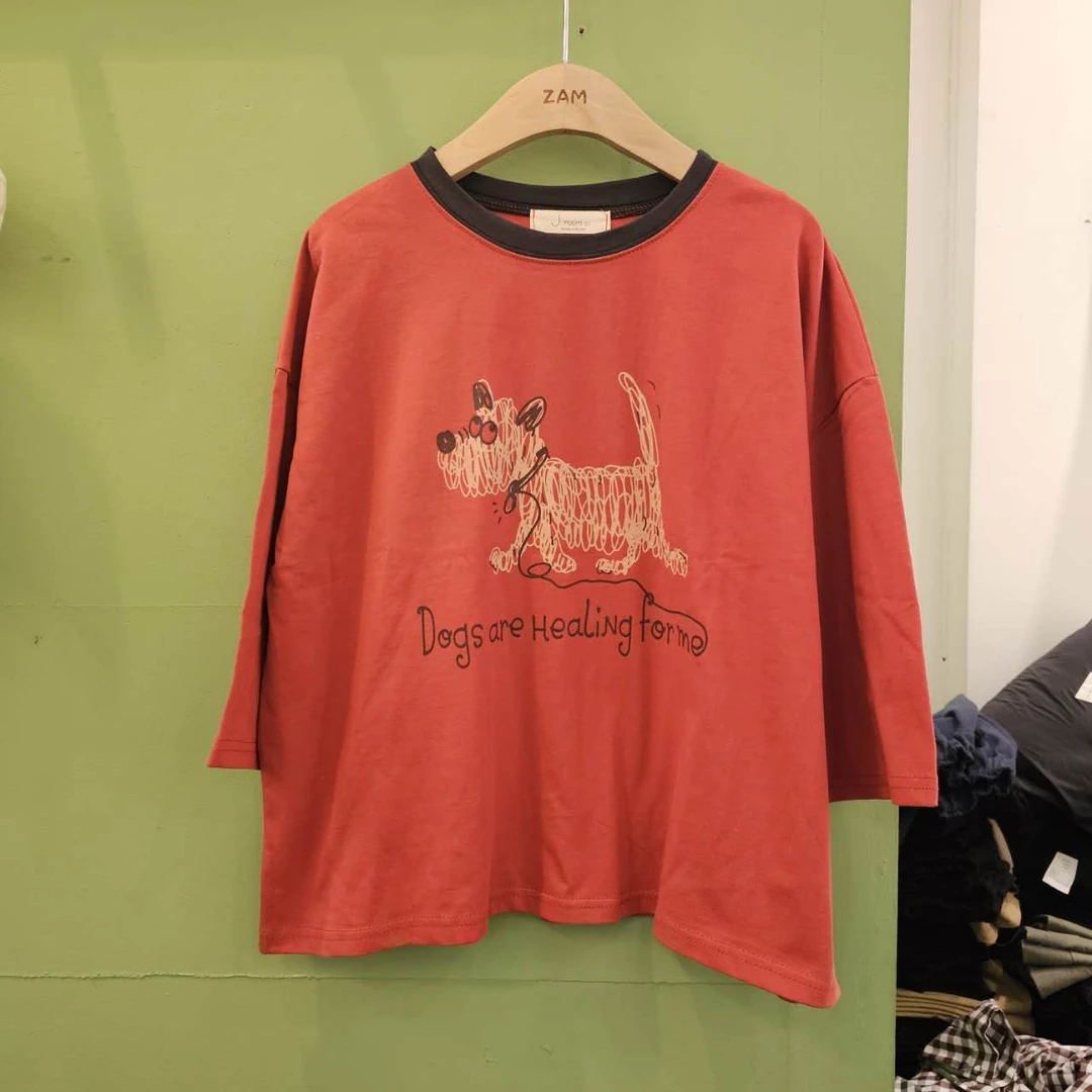 韩国正品/不支持退换/J/狗子七分袖T恤/0120