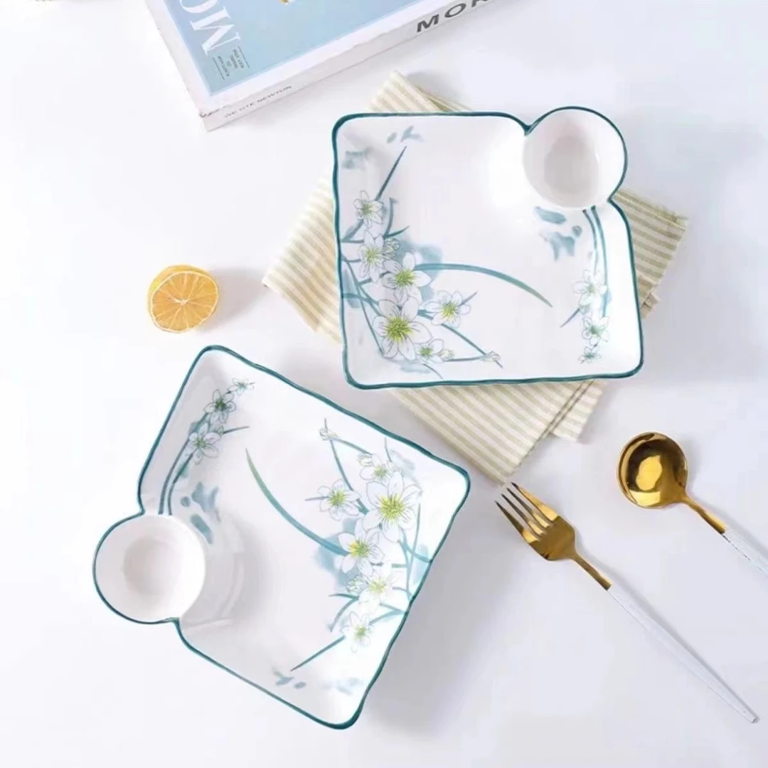 水仙花饺子盘2个装   破损补发