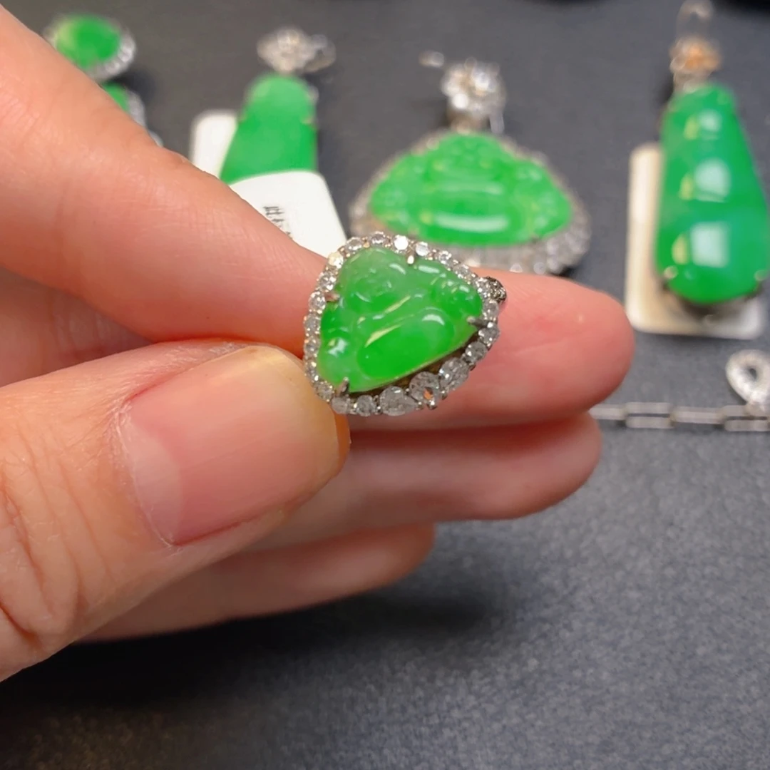 翡翠银S925镶嵌吊坠(不含链)戒指