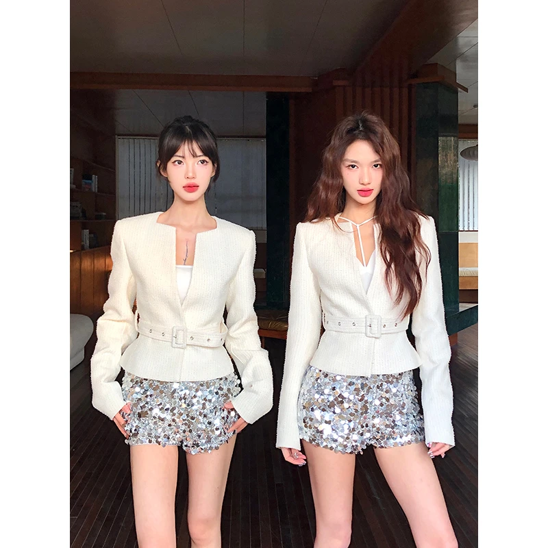 【12YE】小香风正肩收腰显瘦长袖短款秋季气质女外套 C0020