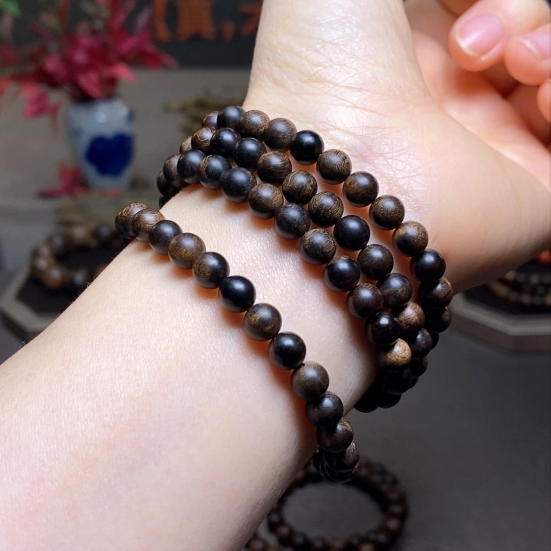 沉香手串越南芽庄白棋楠瘤疤0.6×108