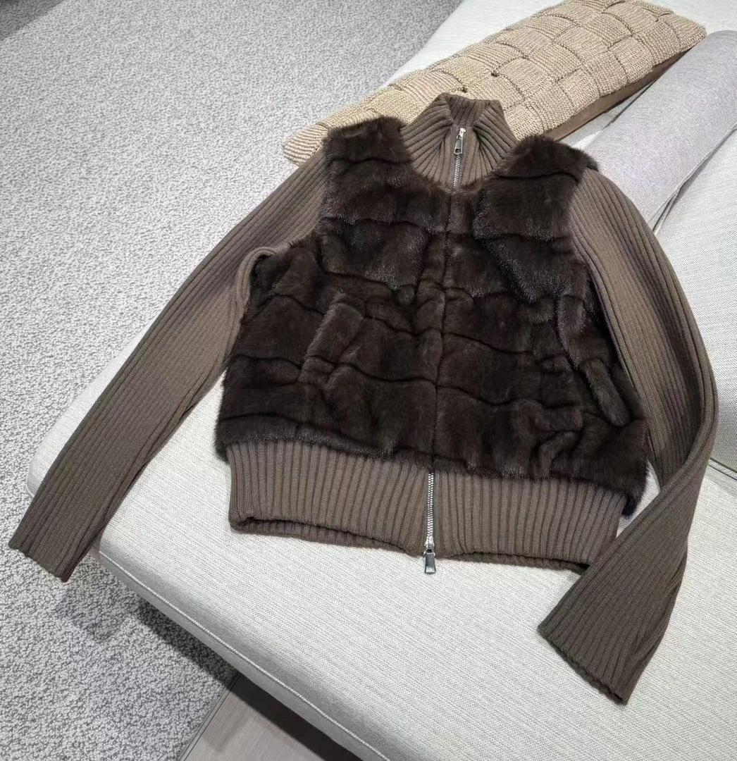 【RARE STORY】毛毛拼接毛织羽绒服外套